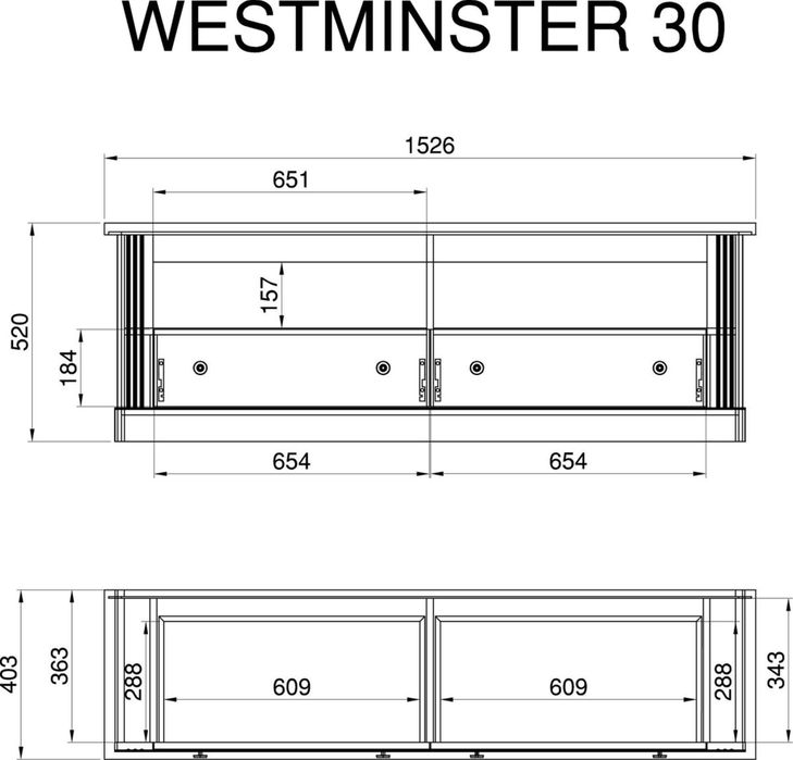 Comodă TV Westminster, 153 cm, gri închis
