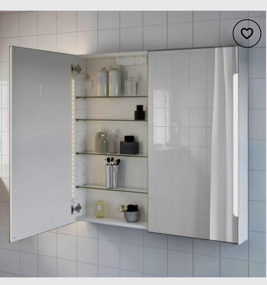 Икеа STORJORM огледален шкаф за баня 100 х 14 х 96 см с осветление