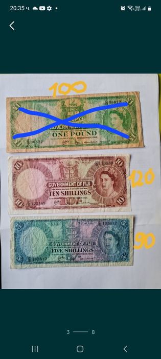 Рядки Банкноти-East Caribbean, Fiji &Malta