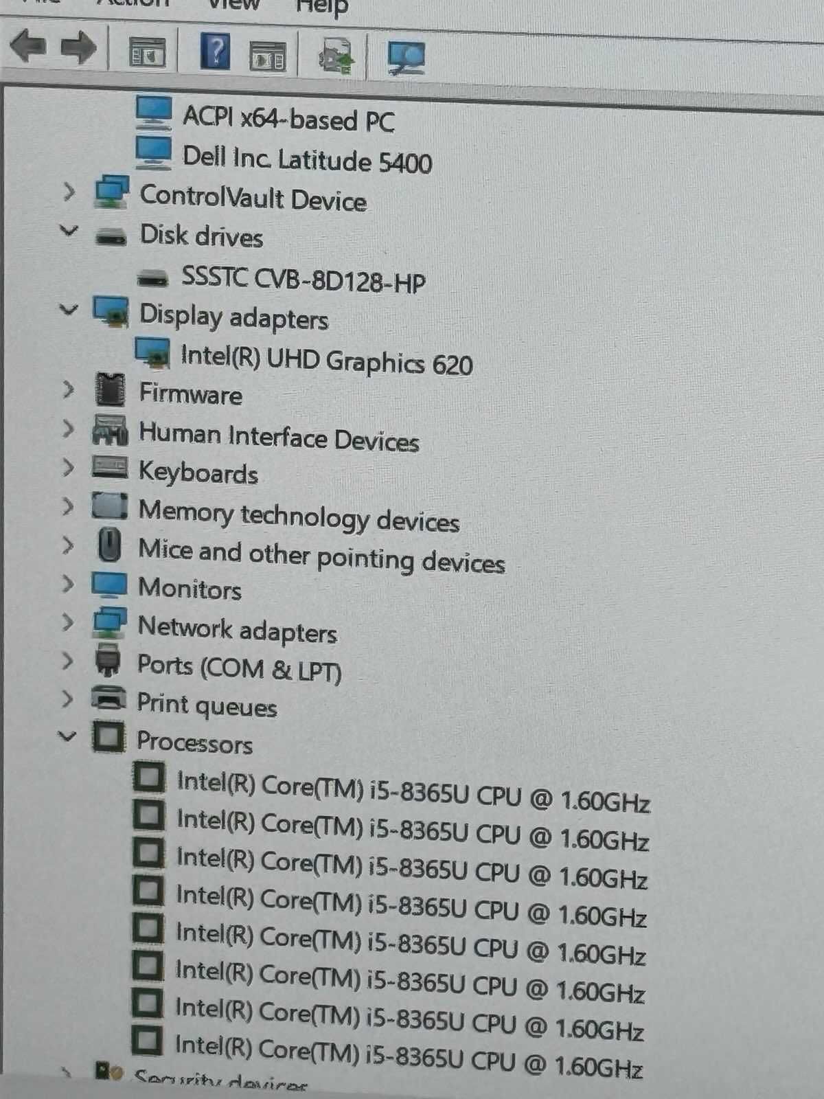 Dell Latitude 5400 I5/8RAM/128SSD/UHD Graphics 620/Full HD