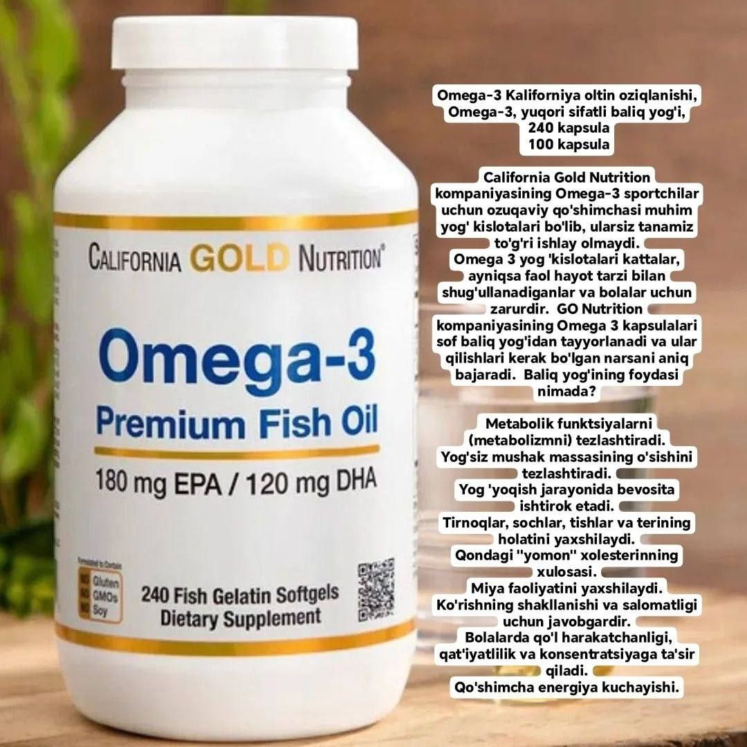 Omega, California Gold nutrition Omega 3 fish oil.