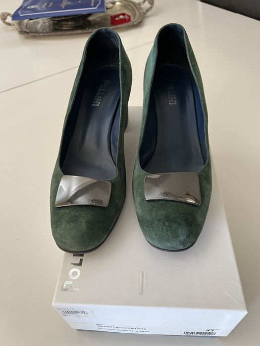 Pantofi Polini piele intoarsa verde Polini