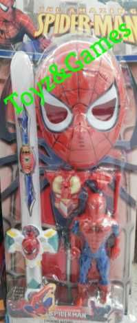 Figurina Spiderman+masca+sabie cu lumini