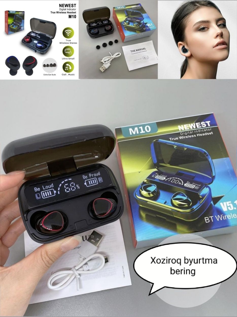 Poverbankli simsiz quloqchin M10 Airpods