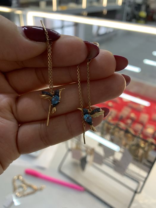 Золото серьги ЖанТаС ломбард г.Астана