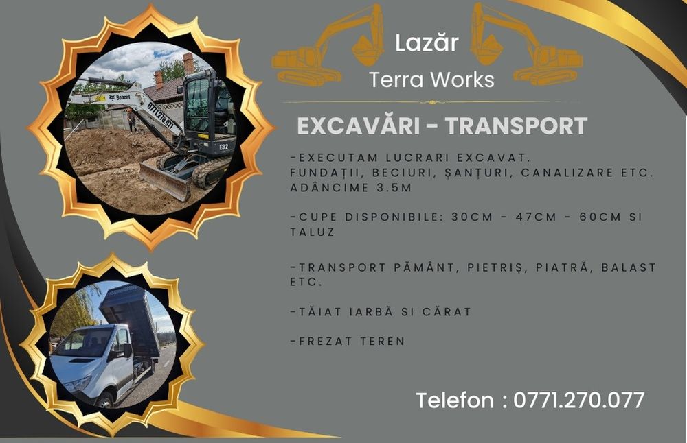 Transport nisip, Pietriș,  Balastru. Excavari