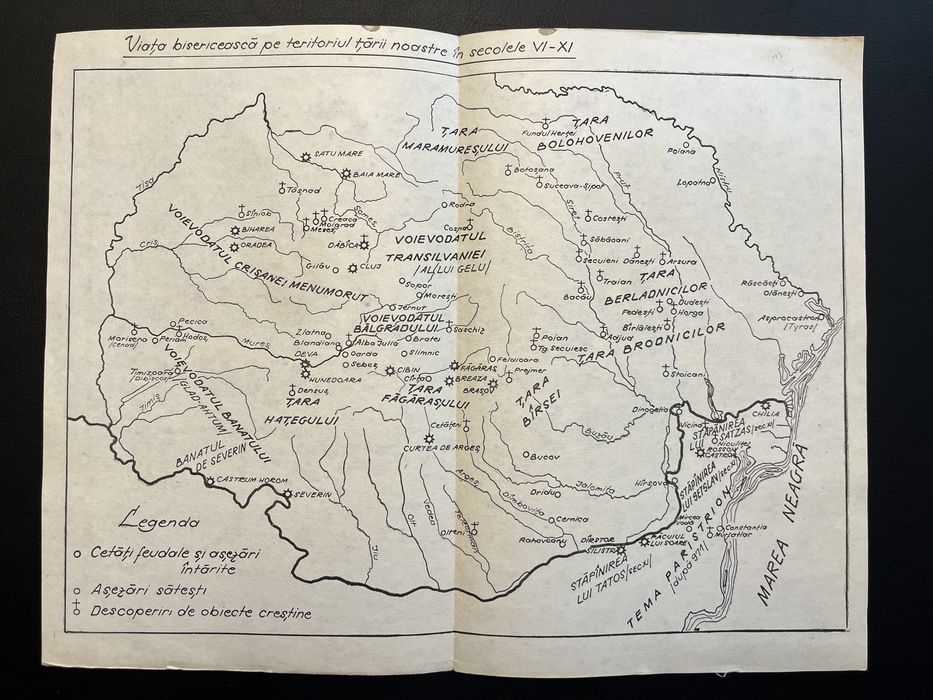Hartă rară – Viața bisericească în țara noastră, secolele VI–XI