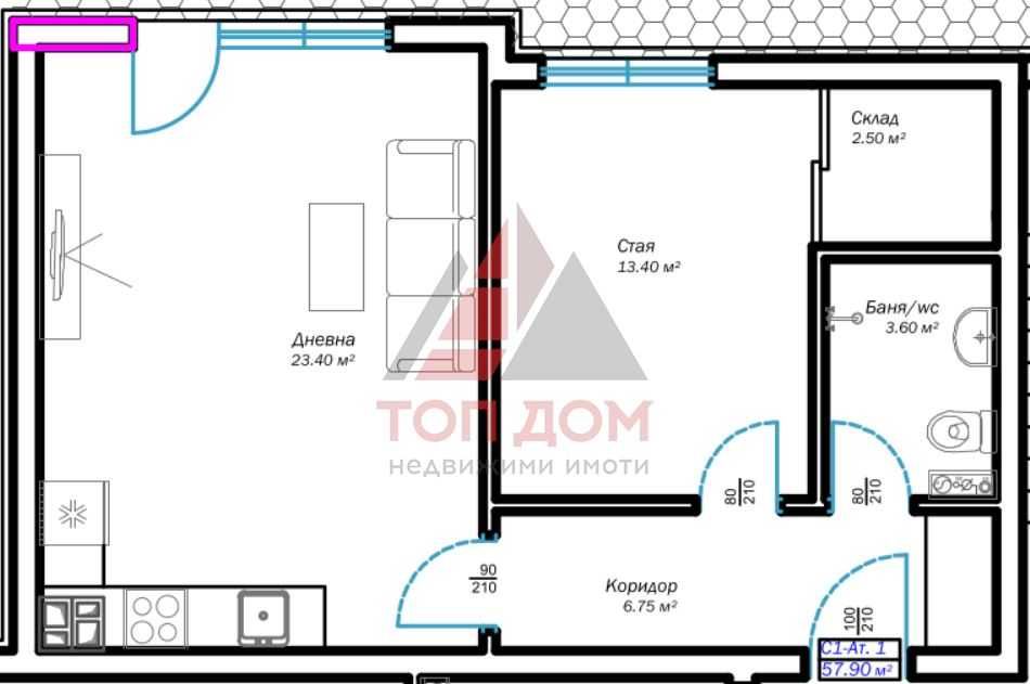 Продава се Двустаен апартамент в Варна, м-т Пчелина - 58 кв.м за 1121 €/кв.м - Снимка #6