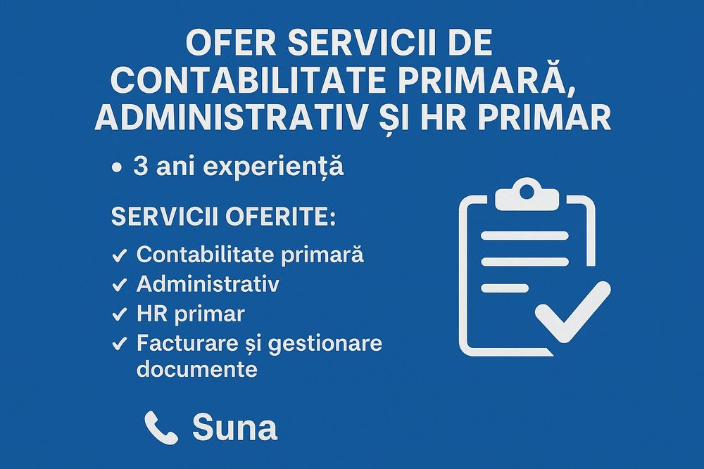 Contabilitate primara și Hr primar, asistenta administrativa