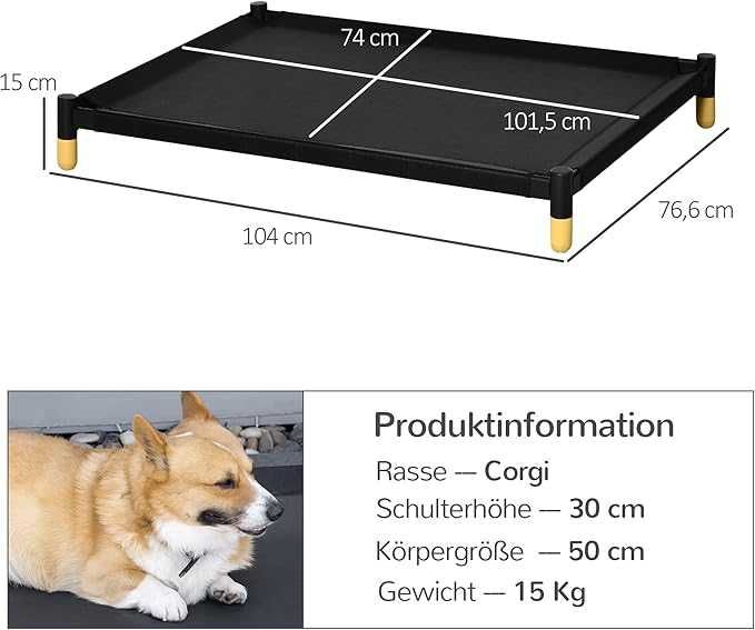 Повдигнато легло за кучета PawHut, легло за домашни любимци
