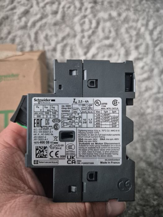 Disjunctor (protectie) motor Schneider GV2ME08 2,5-4A