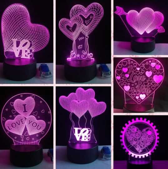 Lampa de  veghe 3D cu LED iubire love cadou valentines ursulet