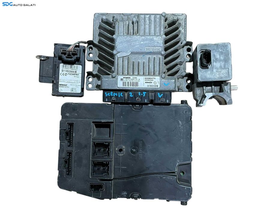Kit Pornire ECU Calculator Motor UCH Blocator Ax Volan Cititor Chei Cheie CIP Cartela Imobilizator Renault Scenic 2 1.5 dCi 2003 - 2009 Cod 8200804775 8200807626 8200604934 8200780005 [LR0065] [LR0066]