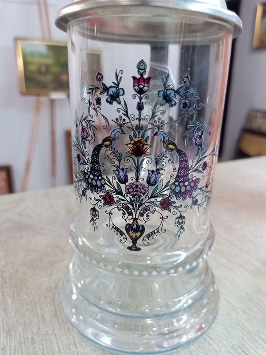 немска бирена халба (Seidel) с капак от калай