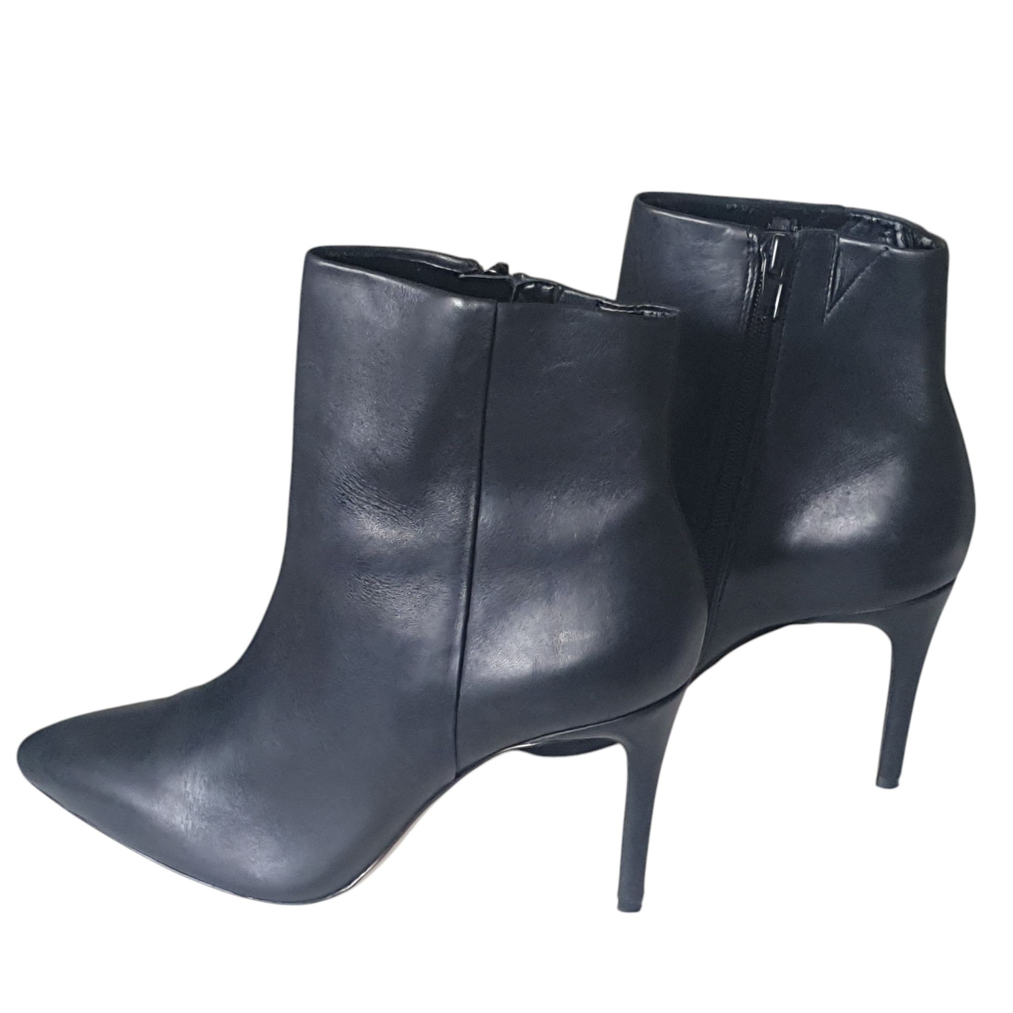 Botine piele 37,5 Aldo, cu varful ascutit, negru, ghete, toc 9 cm