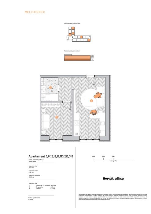 Apartament 2 Camere tip Studio de la Dezvoltator/Melchisedec Residence