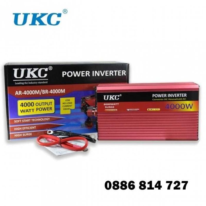 Инвертор на напрежение UKC, 12V-220V, мощност 4000w.
