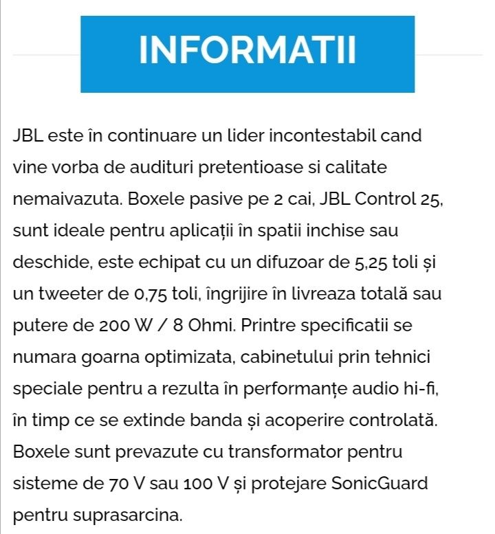 Boxe JBL control 25AV