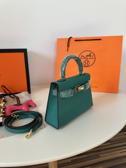 Geanta Hermes Kelly 19cm Turcoaz