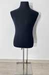 Bust Croitorie Damă Textil Negru Pe Picior Metalic Reglabil; Manechin