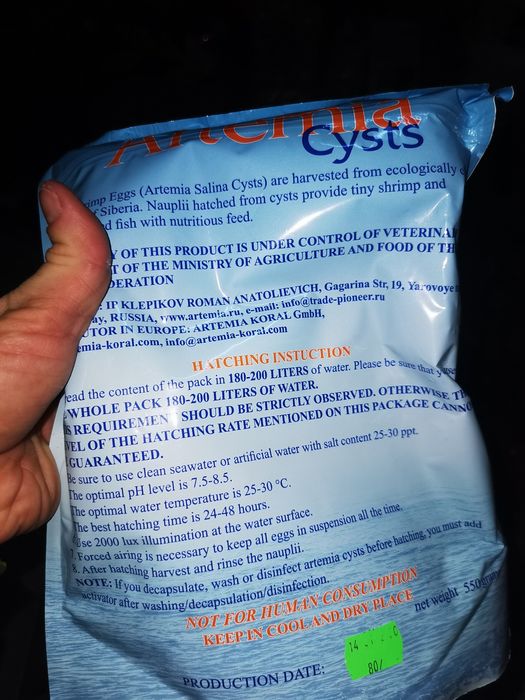 Oua de Artemia koral - uscata cea mai buna rata de eclozare