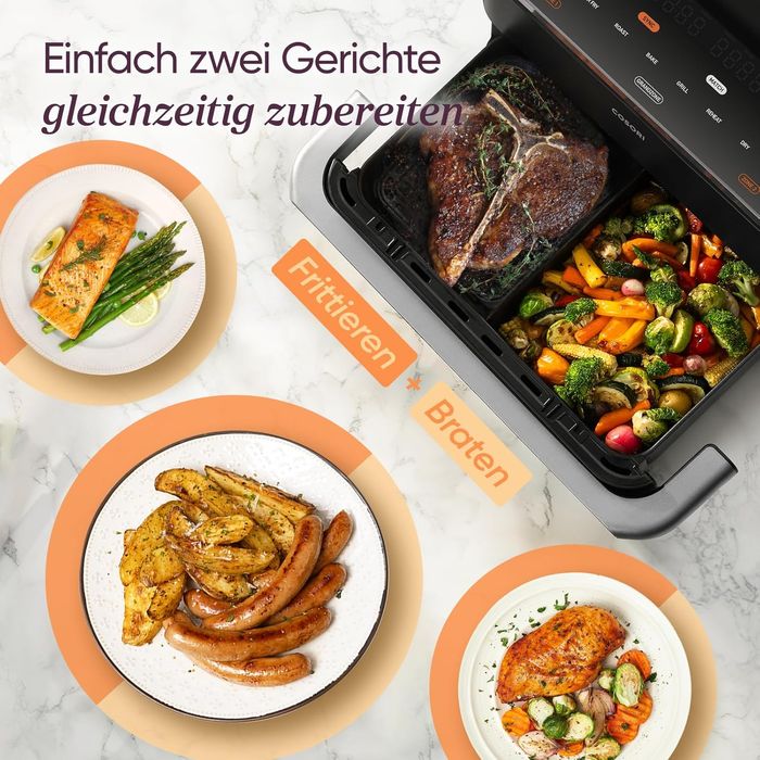 Airfryer COSORI Dual Blaze TwinFry, 10L, 240°C, 4 Elemente