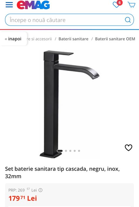 Baterie neagra lavoar pe blat noua