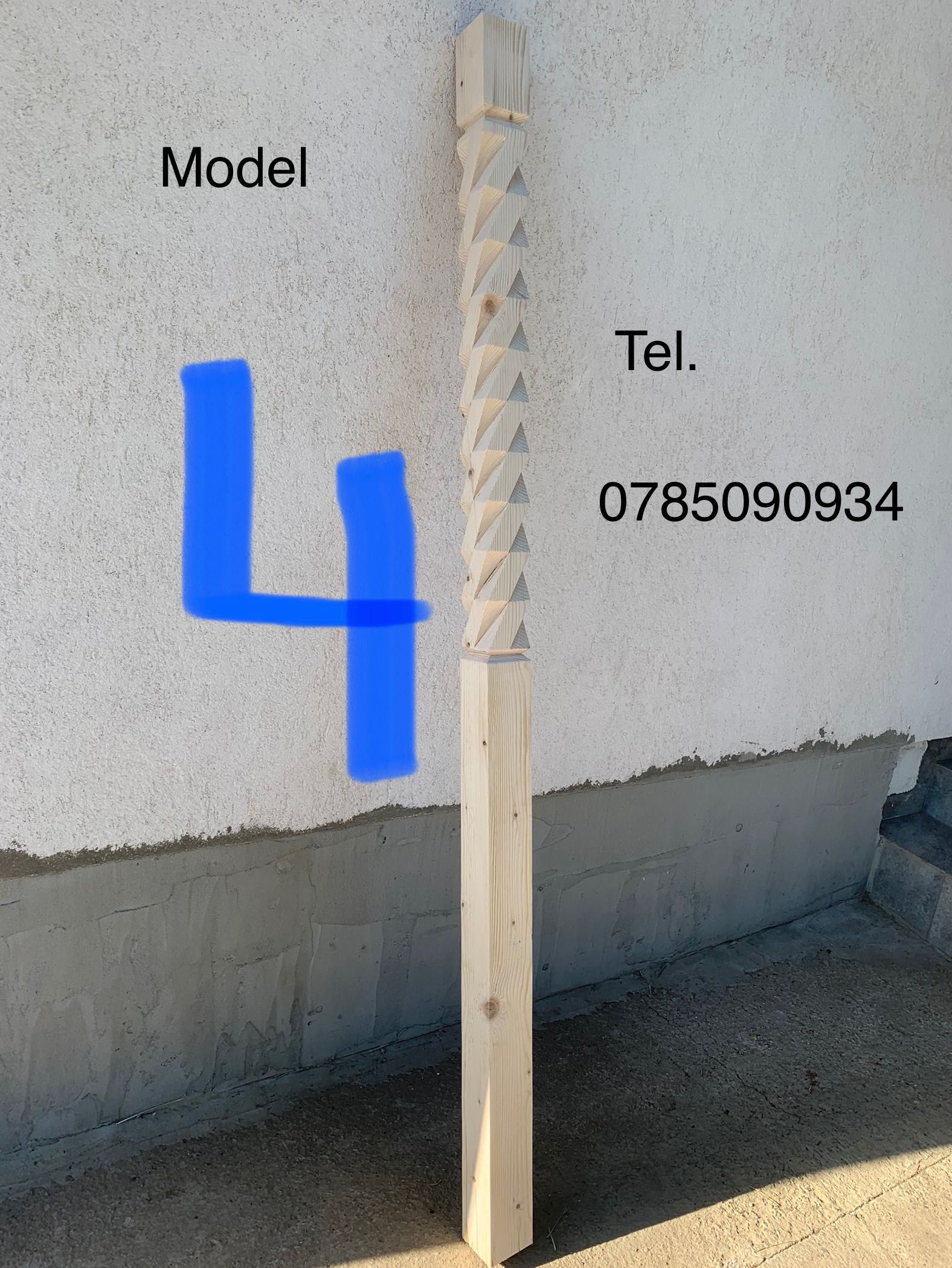 Stalpi sculptati lucrați manual, balustradă terasă foisor