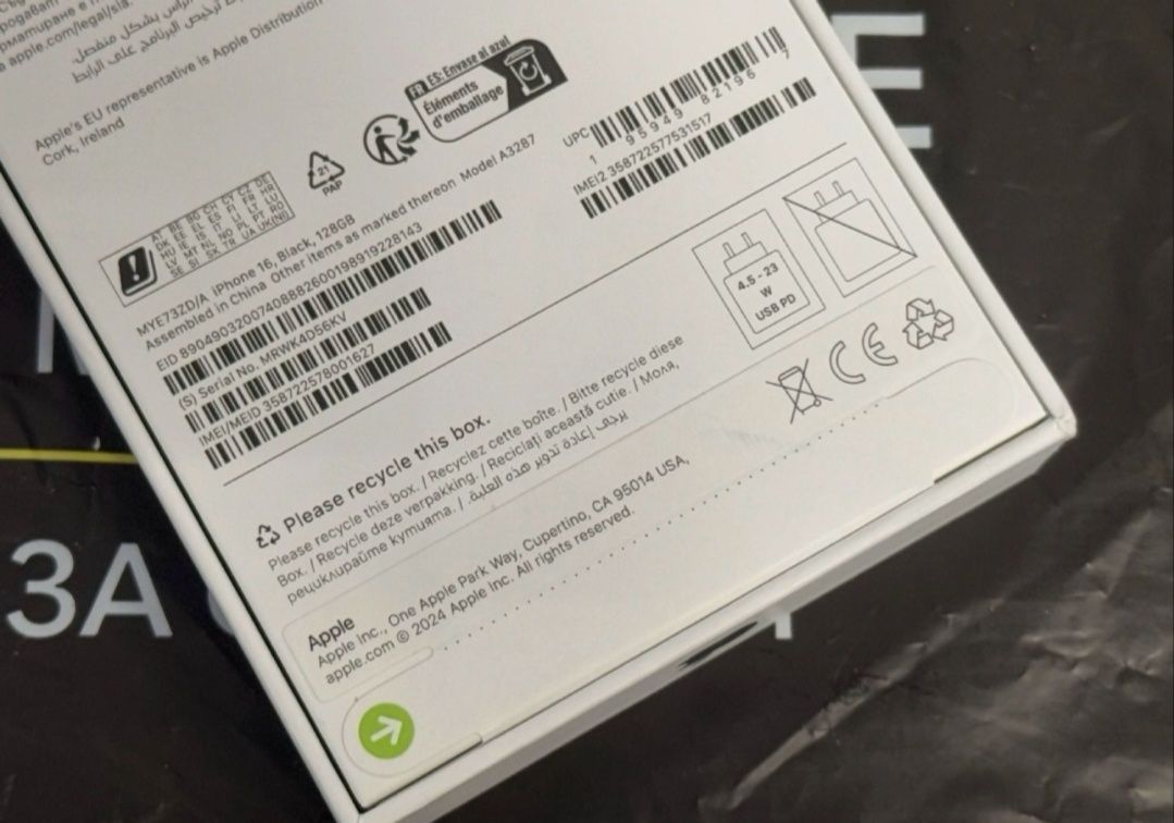 ЗАПЕЧАТАН 128GB iPhone 16 Cellect Vivacom Гаранция 2027 г. Black