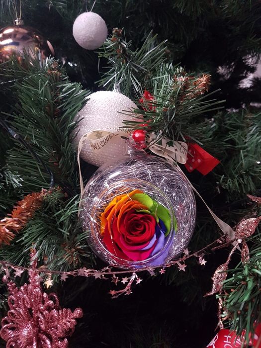 Trandafir criogenat in glob de sticla de 10 cm diametru