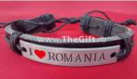 Bratara din piele si metal I love Romania