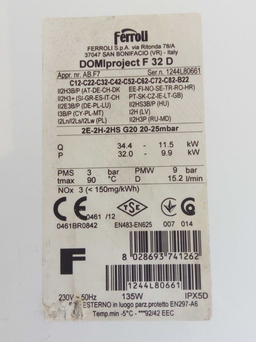 Centrala FERROLI DOMIproject F 32 D.Piese