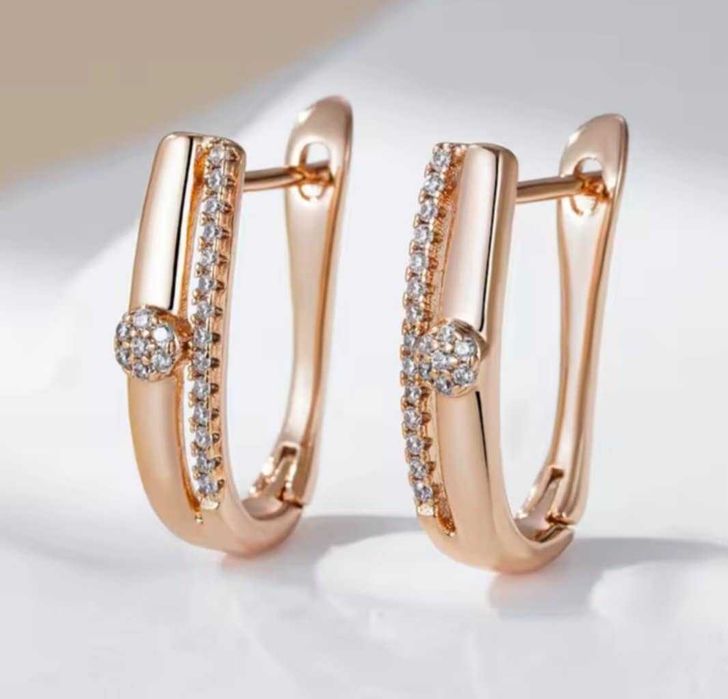 GP116, cercei placati aur 14k,noi/marcati, incuietoare sigura,zirconii