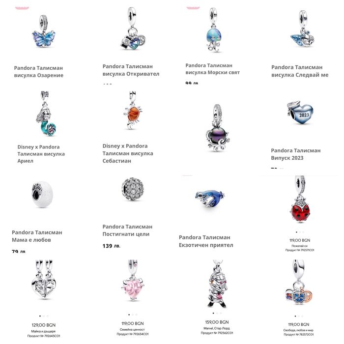 Талисмани Пандора Pandora Нови колекции модели 2025