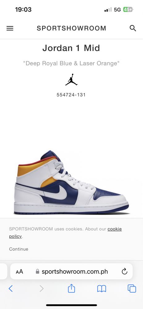 JORDAN 1 Mid Deep Royal Blue Laser Orange  43 / Оригинал