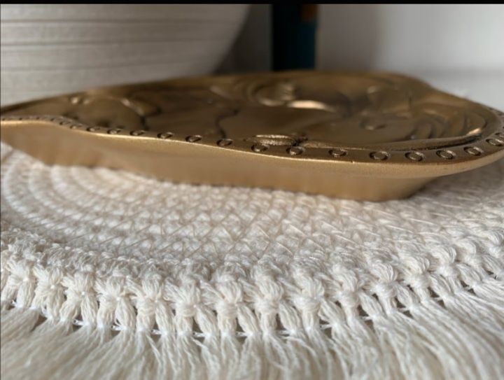 Tavita deco obiect Buddha zâmbitor prosperitate argintiu sa auriu