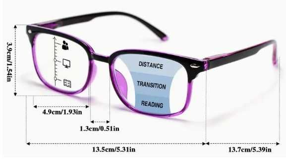 Ochelari de citit multifocali cu lentile progresive.