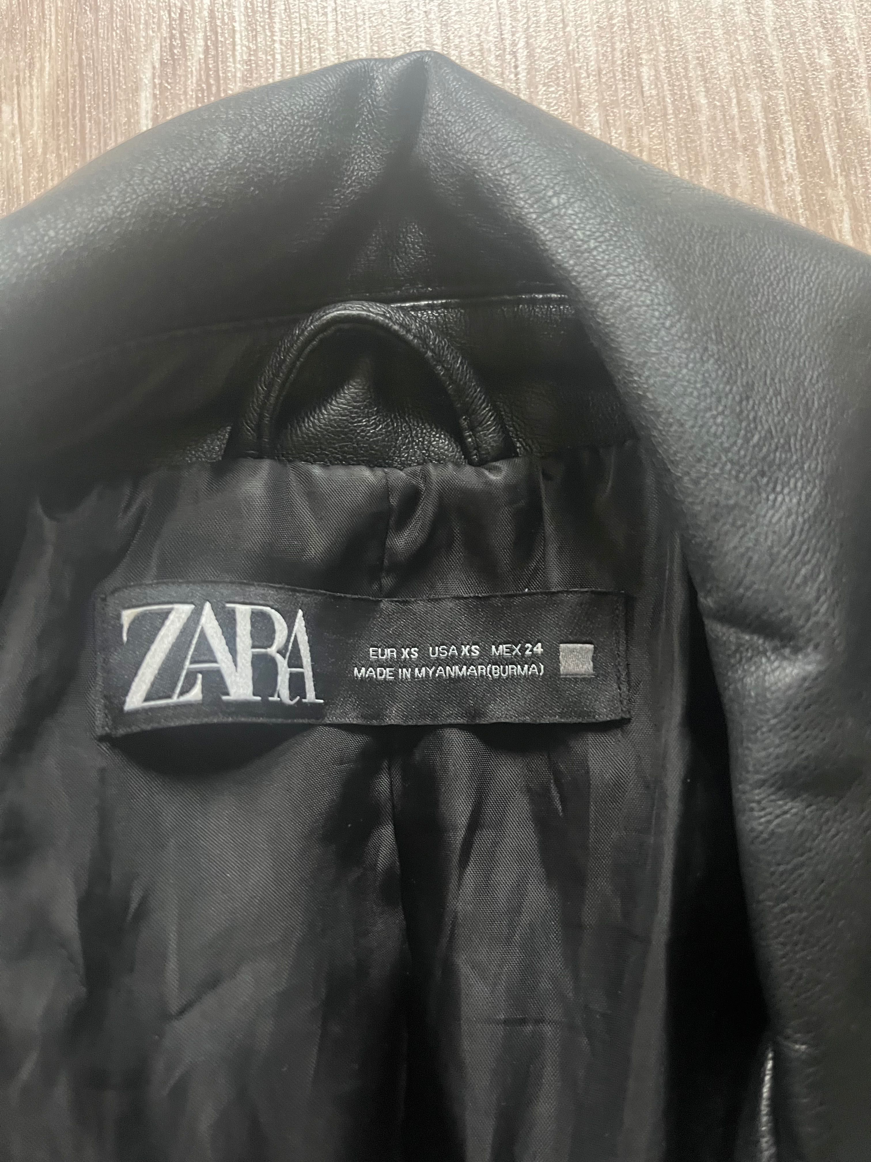 Черно кожено яке Zara