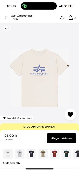 Tricou Alpha Industries nou cu eticheta in punga originala marimea L