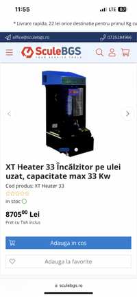 XT Heater 33 Încălzitor Soba ulei uzat, capacitate max 33 Kw