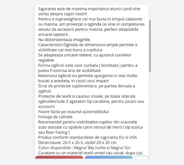 Oglinda auto bebelusi/copii mici