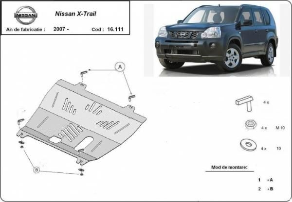 Scut motor metalic pentru Nissan X-Trail 2001-prezent - otel 2-3mm
