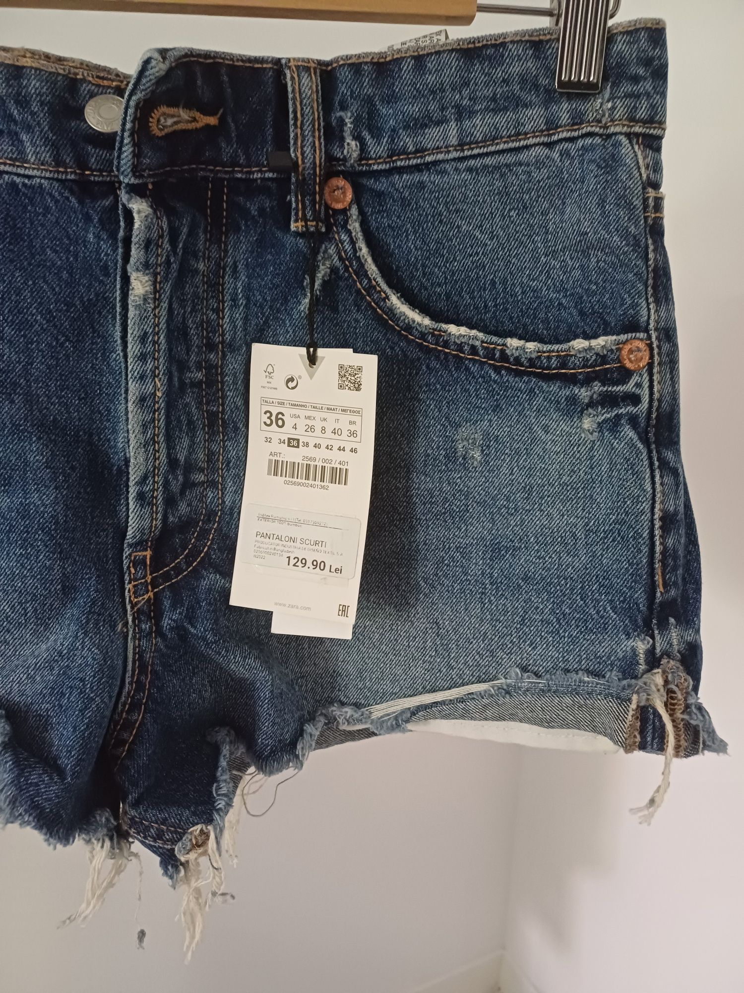 Pantaloni scurți blugi ZARA blue shorts jeans