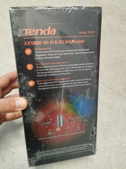 Router Modem Sigilat, Gigabit Tenda 5G03, AX1800 WiFi6 5G Sim+WiFi