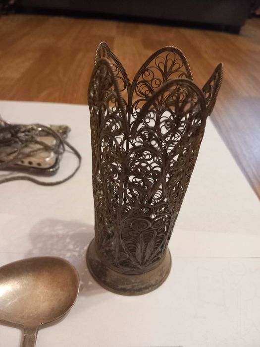obiecte decor filigran secolul XIX /alpaca arginate