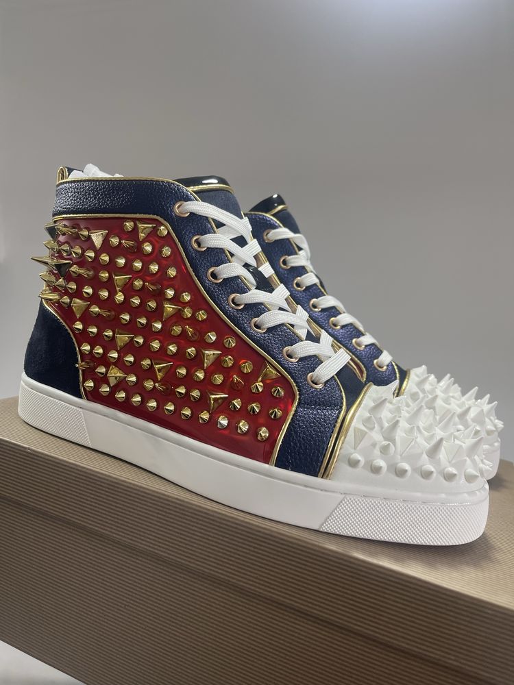 Christian Louboutin High White Red Spikes