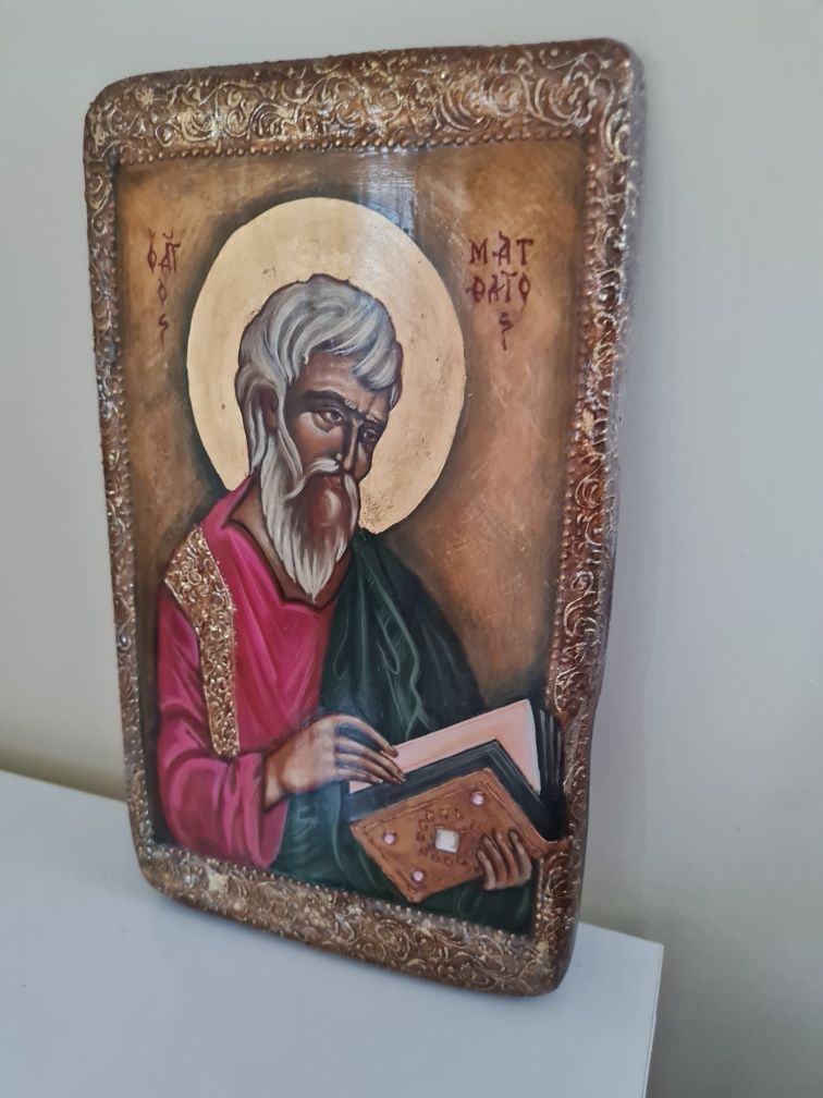 Ръчно рисувана икона на Св. Матей