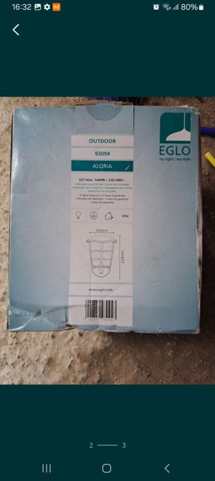 Vând aplica exterior eglo aloria noua