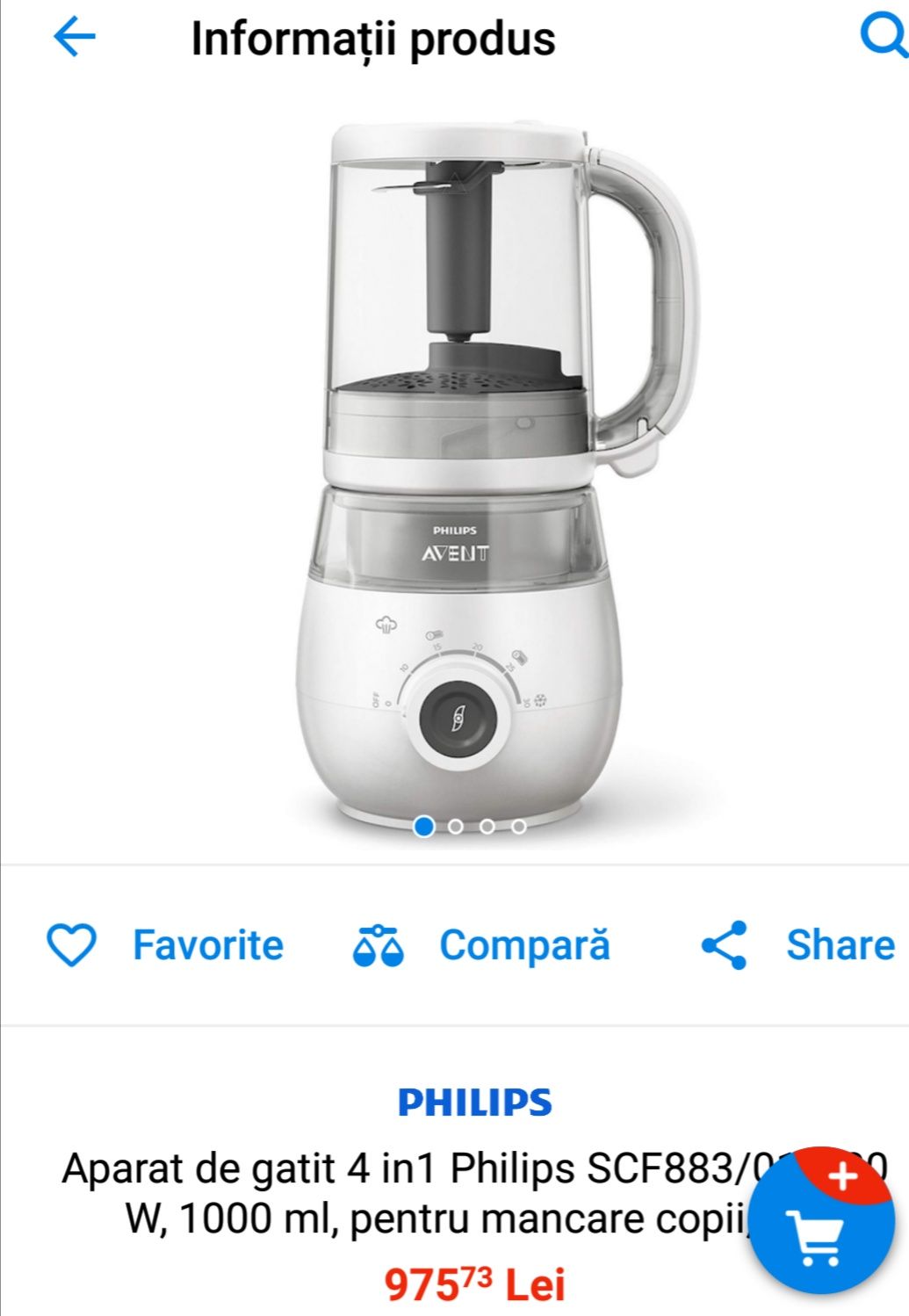 Aparat gatit aburi Blender robot Philips Avent