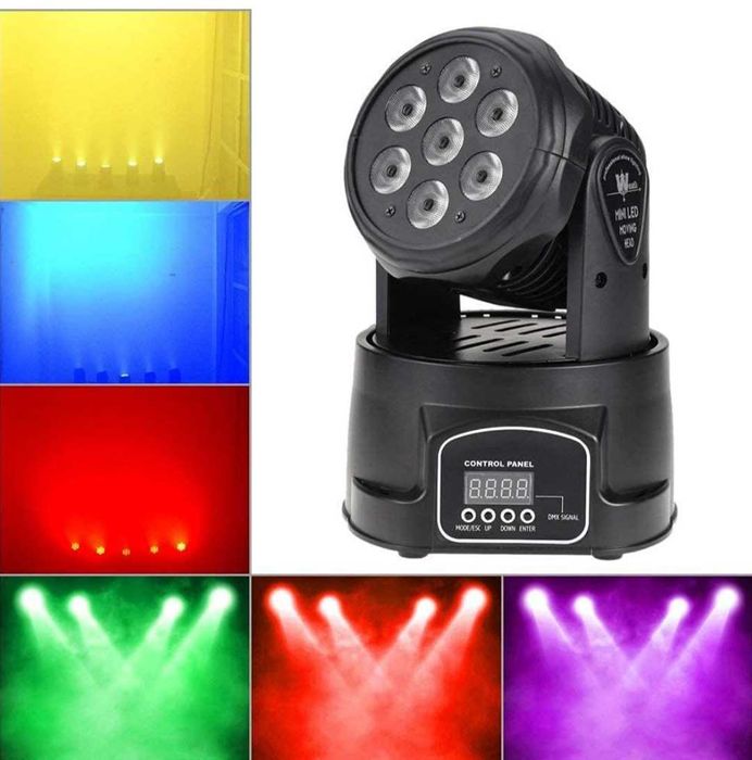 Флаш LED движеща се глава парти проектор 7x10w rgbw